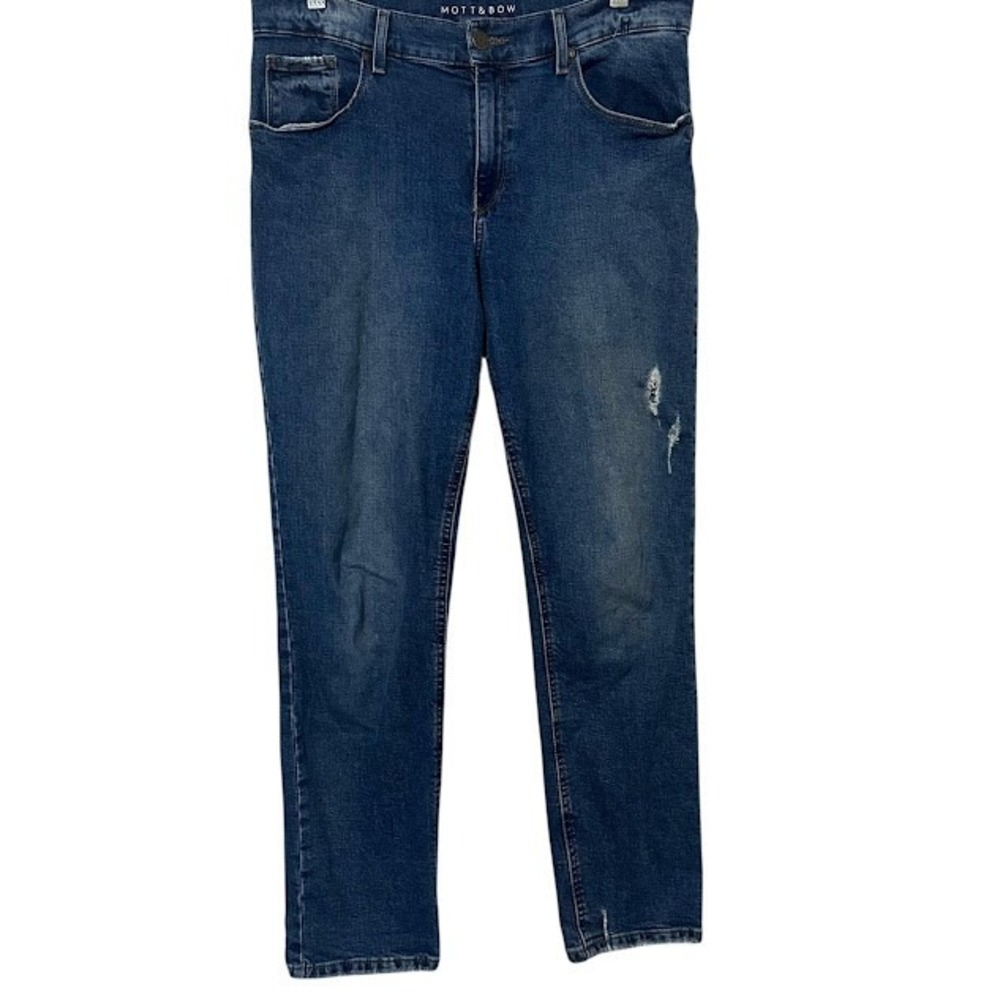 Mott & Bow Mid Wash Boyfriend Ripped Distressed Jeans Womens 31 x 28 Length